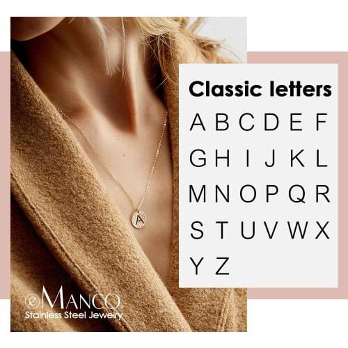 EManco Custom Alphabet Pendant Necklace women Gold color 316L Stainless Steel Necklace Fashion Jewelry