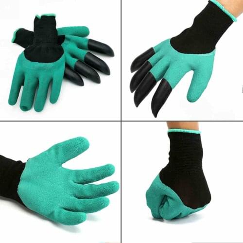 1pair Garden Gloves for Digging & Planting with 4 ABS Plastic Claws Gardening Gloves