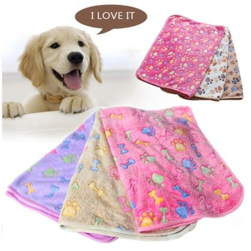 1Pcs Coral Velvet Paw Print Dog Blanket Cat Dogs Mattress Winter Warm Blanket Household Pet Supplies -40