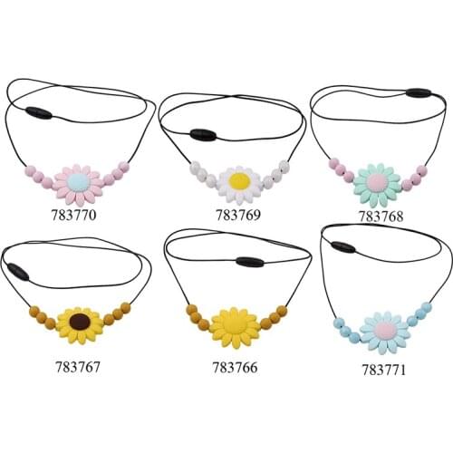 1pcs Silicone Flower Necklace Baby Teethers Food Grade Teething Beads Infant Chewable Necklaces BPA Free Newborn Teething Toys