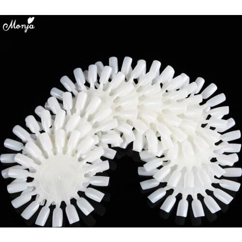 Monja 10Pc Nail Art Round Wheel Practice Display False Nail UV Gel Polish Tips Coloring Training Showing Shelf Manicure Tool