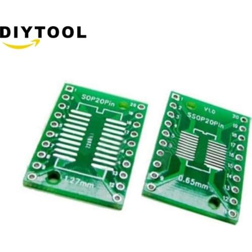 10PCS SOP20 SSOP20 TSSOP20 to DIP20 PCB SMD DIP/Adapter plate Pitch 0.65/1.27mm
