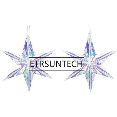 100pcs 16" 24" Rainbow Film Six Pointed Star DIY Party Garland Decor Supplies Room Shopwindow Grand Event Decoration