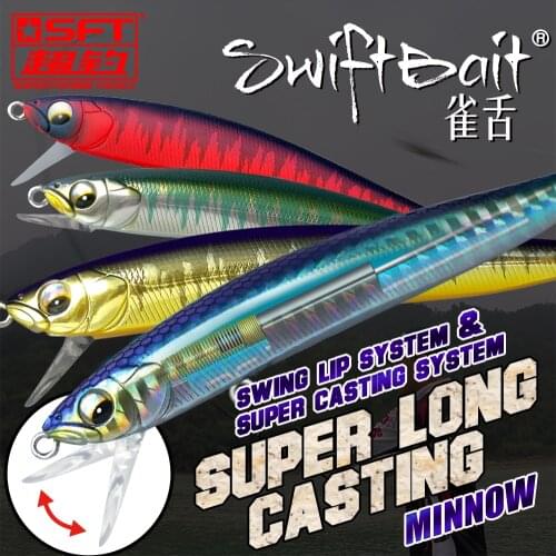 SFT 90S Fishing Lures NEW Swing lip system Sinking Minnow Float wobblers swiftbait for Bass Trout Seabass fish dropshipping bait