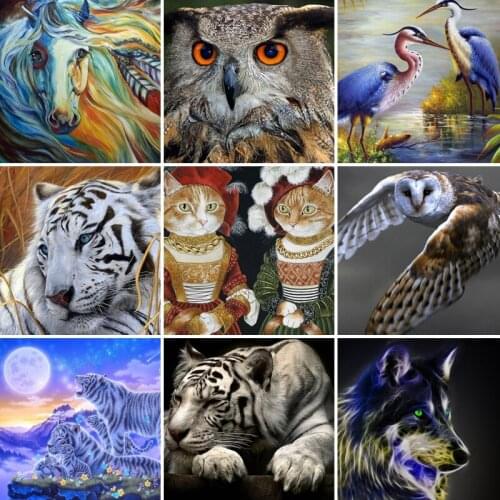 30x40x50x60x70 Animal Tiger owl diamond painting 5D Full Diamond mosaic Cross Stitch DIY home Decoration Christmas Gift