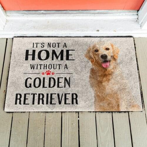 3D Its Not A Home Without A Golden Retriever Custom Doormat Indoor Doormat Non Slip Door Floor Mats Decor Porch Doormat