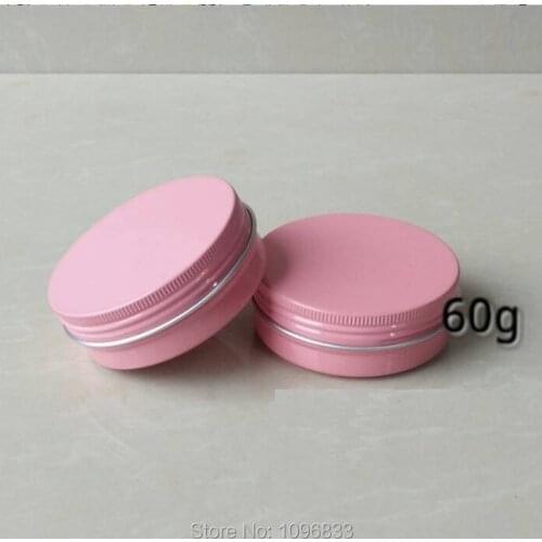 60g Aluminum Jar Pink Color, Cosmetic Packaging Aluminum Jar 60ML, Empty Cosmetic Cream Box Screw Lid, Pink Pot, 50 Pieces/Lot