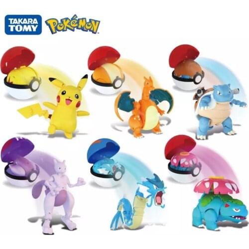 Pokemon Anime Figure Fidget Toys Kawaii Pokeball Pikachu Psyduck Charizard Venusaur Mewtwo Gyarados Pop It Deformable Robot