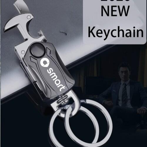 Beer Bottle Opener Keychain Men Fashion Zinc Alloy Key Ring Car Play Keyring for smart fortwo forfour 453 451 Car accessories