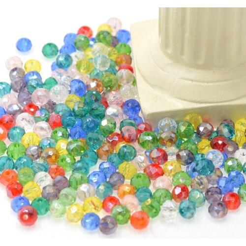 3*4mm 4*6mm AB Color Mix Multicolor Rondelle Faceted Crystal Glass Quartz Charms Beads for Jewelry Making Findings