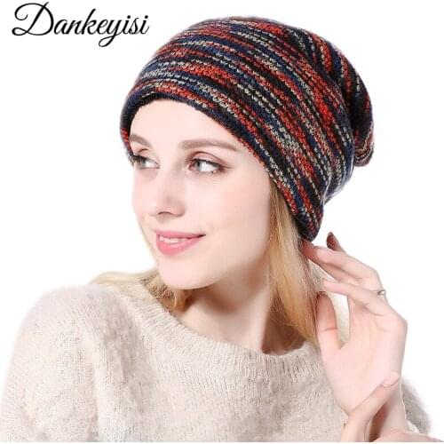 DANKEYISI Unisex Warm Hat Cap Woman Knit Beanie Cap Braided Hat Men Thick Skull Winter Hats For Women