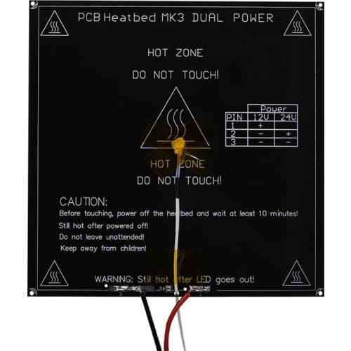 3D Printer parts MK3 heatbed Dual Power Heated+LED+Resistor+Cable+100K ohm 214*214*3mm Thermistors PCB Heat bed