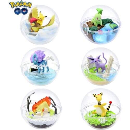 Pokemon Anime Toys Blind Box Random Box Transparent Poke Ball Pikachu Pidgeot Espeon Ponyta Chikorita 6 Styles Kawii Figure Gift