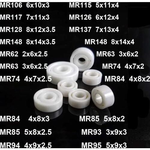 1PC MR106 MR115 MR117 MR126 MR128 MR137 MR148 MR62 MR63 MR74 MR84 MR85 MR93 MR94 MR95 Full ZrO2 Ceramic Ball Bearing Zirconia