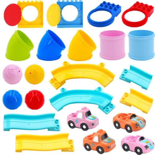 Crazy Marble Race Run MOC DIY Large Building Blocks Slipway Car Track Compatible with Big Bricks Maze Game Kids Educational Toy