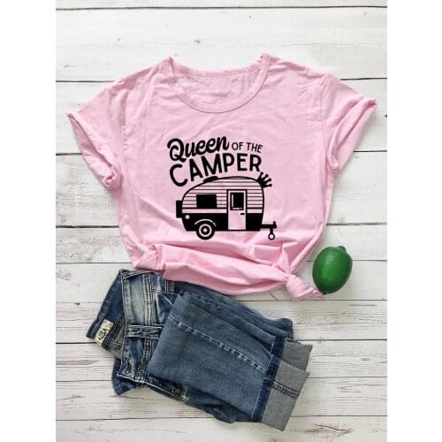 Queen Of The Camper T-Shirt funny 100% Cotton graphic tumblr casual aesthetic vintage women quote Fashion grunge tshirt top tee