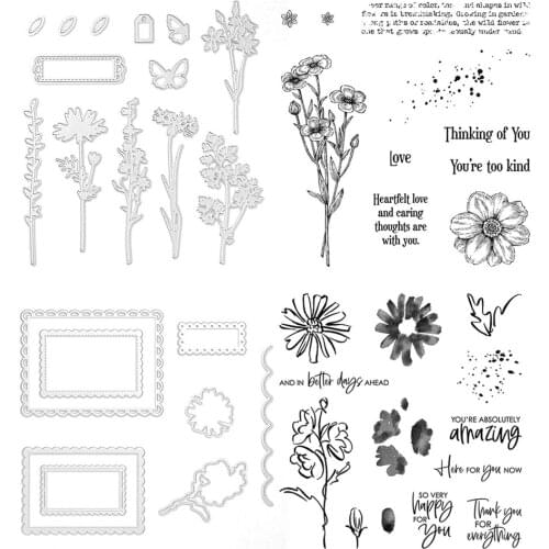 Metal Cutting Dies Plants Flower series DIY Scrapbooking Album Decoration Embossing Paper Card Craft Silicone Clear Seal Stamps