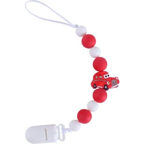 Cute BPA Free Silicone Cars Pendant Pacifier Clips Chain Nipple Holder for Infant Baby Shower Gift