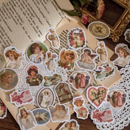 30pack European Retro Mini Stickers Rose Angel Dream Scrapbook New Wholesale Diary Planner Photo Album Stationery Decoration