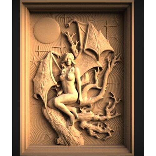STL Model Bat Girl for CNC Router 3D Printer Artcam Aspire Bas Relief -Panno