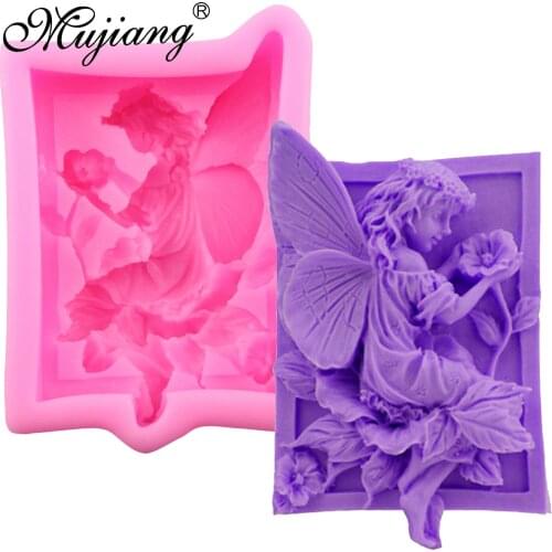 Mujiang DIY Flower Fairy Resin Clay Soap Molds Fondant Cake Decorating Angel Gumpaste Chocolate Silicone Baking Cake Tools Q067
