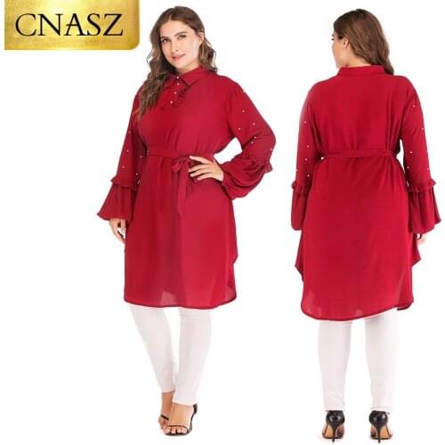 Muslim fashion 6XL long sleeve chiffon tops islamic clothing women plus size tops for ladies