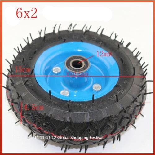 6X2 Inflation Tire Wheel Use 6" Tire Alloy Hub 160mm Pneumatic Tyre Electric Scooter Pneumatic Wheel Trolley Cart Air Wheel