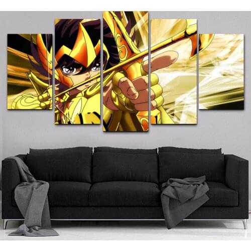 HD Print 5 Pieces Wall Art Cartoon Saint Seiya Zodiac Knights Modern Painting for Kids Room Home Decorative Frame