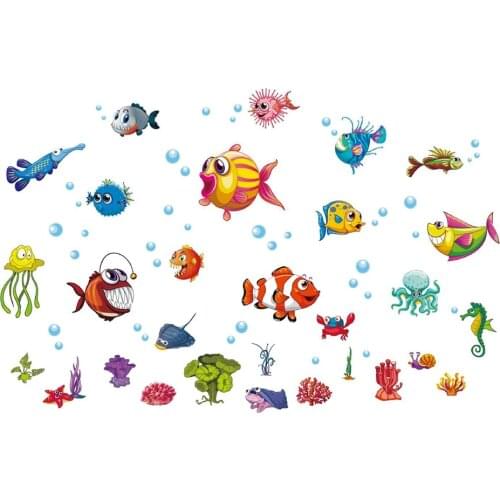Underwater World Wall Stickers Bedroom Living Room Wall Decoration Waterproof Door Window Stickers Removable