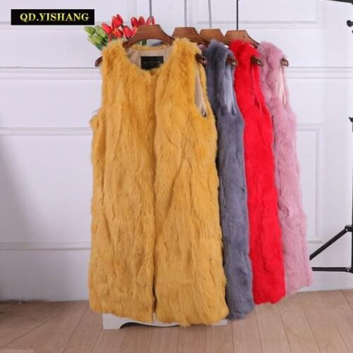 Real fur women winter vest rabbit fur vest Rabbit fur jacket Long women coat customizable QD.YISHANG