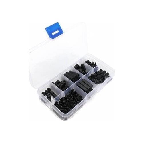 180pcs Nylon Screws Hex M-F M3 Spacers Screw Nut Standoff Kit Box Black For F3 Flight control installation RC Parts Accessories