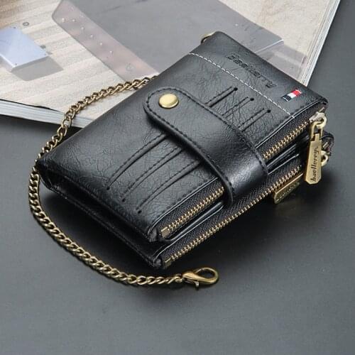New Fashion Wallet Mens Short Style European and American Vintage Double Zipper Card Bag Mens Vertical Buckle Change Wallet