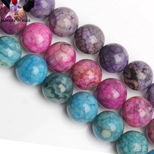 OMH JD18 6 8 10 Mm Natural Jewelry DIY Making Bracelet Necklace Natural Dragon Popcorn Agate Round Jade Loose Spacer Beads