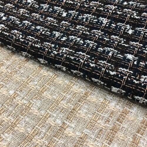 Fiber Plaid Rove Woven Tweed Fabric Artificial Wool Thickened Autumn Winter Cloth Handmade Sewing Half Skirt Coat Suits