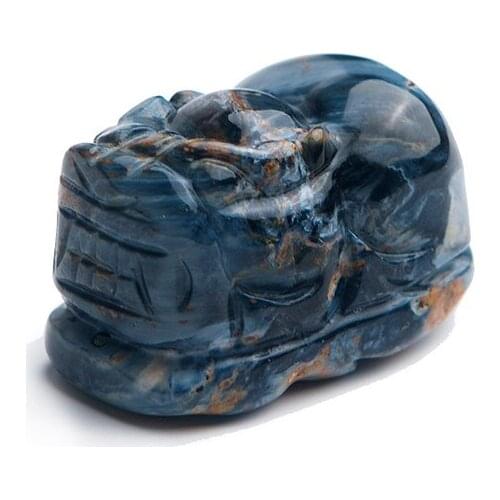 Precious Blue Natural Pietersite Gems Stone Necklace Pi Xiu Shape Bead Woman Men Pendant 27*18*16mm