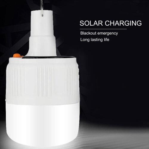 Rechargeable LED Bulb Lamp Remote Control Solar Charge Portable Emergency Night Market Light Outdoor Camping Home