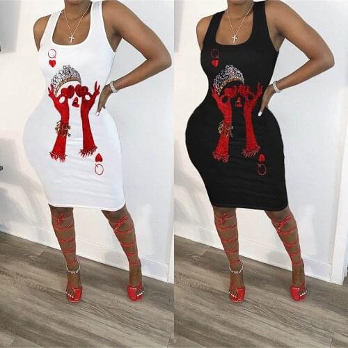 Women Tank Min Dress Women Fashion Poker Sexy Sleeveless Dress Night Party Clubwear Streetwear Summer Outfit Casual Clothings