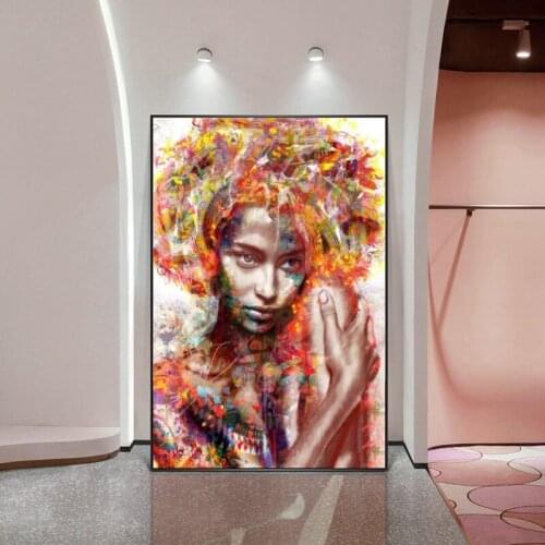 Portrait Of African Art Woman Canvas Paintings On the Wall Art Posters And Prints Abstract Graffiti Art Pictures Home Decoration