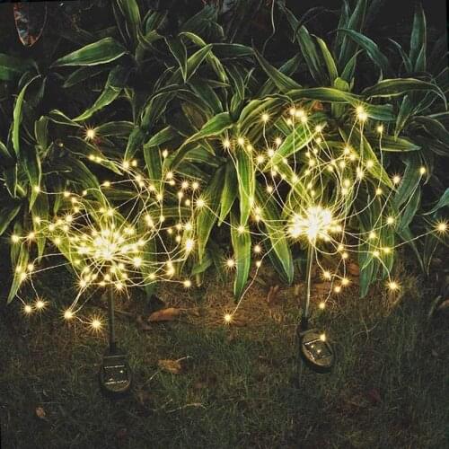 2 Pcs Christmas Solar Firework Light Outdoor Lights LED Garden Lights Pathway Fairy LED Suit For Garden Fence Patio Garage