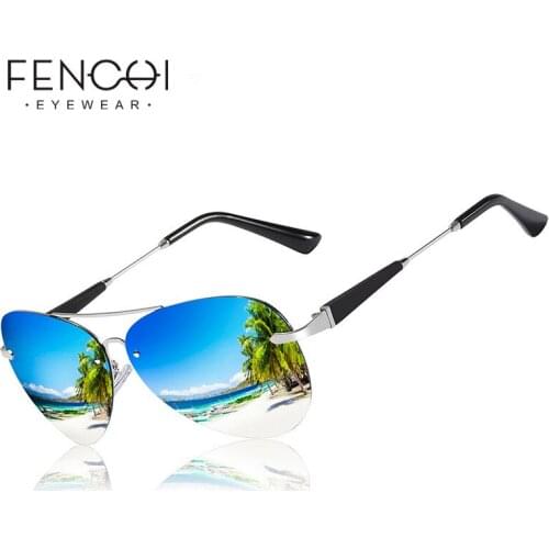 FENCHI Rimless Men Polarized Sunglasses 2020 UV400 High Quality Pliot Sun Glasses Coating Lens Driving Eyewear For Men Women