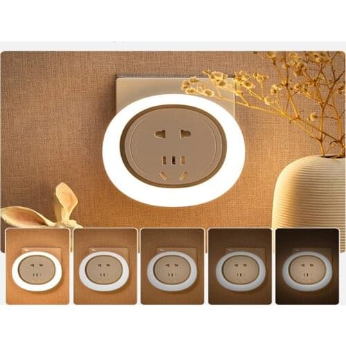 Remote-controlled LED Small Night Light Bedroom Bedside Socket Automatic Induction Light Plug Plug Energy-saving Wall Lamp