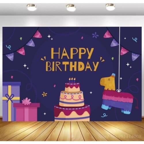 Dark Purple Gift Box Horse Toy Cake Decoration 1st 2nd 3rd Birthday Party Backdrops Photography Newborn Baby Photo Background