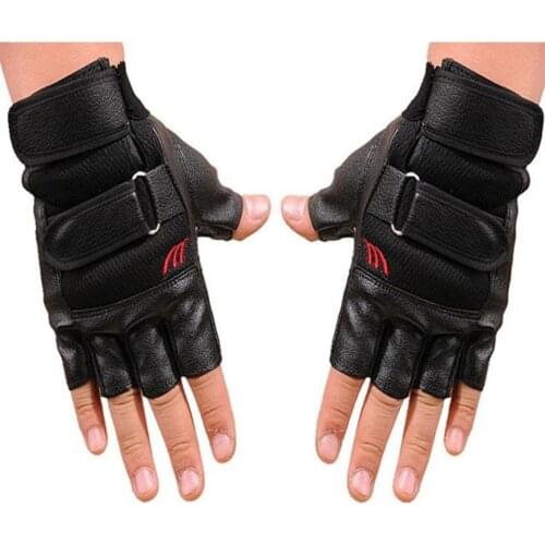 Tops Men Leather Gloves Gym Exercise Training Sport Fitness Sports Mitts Outdoor Half Finger Glove Wholesale Dropshipping