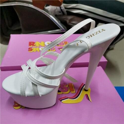High-end banquet dress 15 cm high heel sandals crystal waterproof Taiwan fashion catwalk models of shoes
