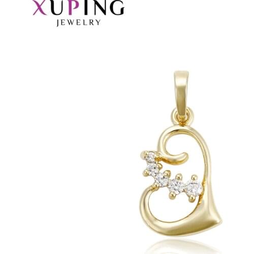 Xuping Fashion Heart Shaped Necklace Pendant Light Yellow Gold Color Plated for Women Christmas Jewelry Gift 33159