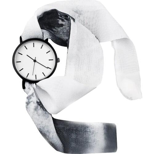 2020 Lady gift simple stylish watch Enmex strappy black&white chinese style fashion vertical lines black face quartz wristwatch