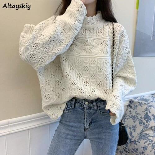 Pullovers Women College Korean Solid Loose Y2K Spring Harajuku All-match High Street Popular BF Knitting Fashionable Chic Femme