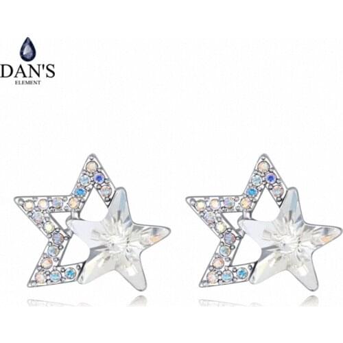 DANS 4 Colors Real Austrian crystals Stud earrings for women Earrings s New Sale Hot Round 127971