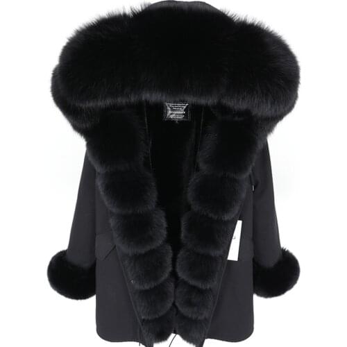 2020 ladies winter fur coat real fox fur thickened female coat black coat XXL size jacket Womens winter parka