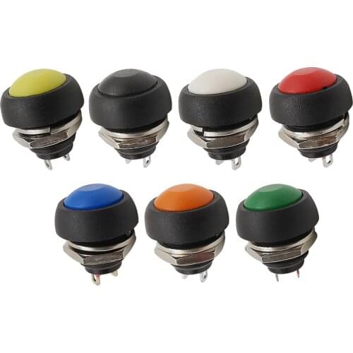 1Pcs 2Pin Mini Switch 12mm 1A Waterproof Switch Momentary Push Button Switch Reset Non-locking Switch PBS-33B